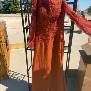 Elegant Orange Lace Dress